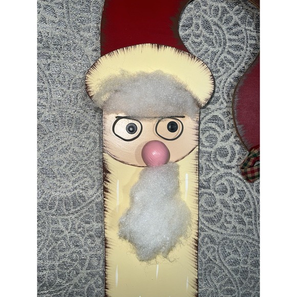 Santa Wood Door Hanger Handmade Primitive 21" Long - Picture 2 of 4